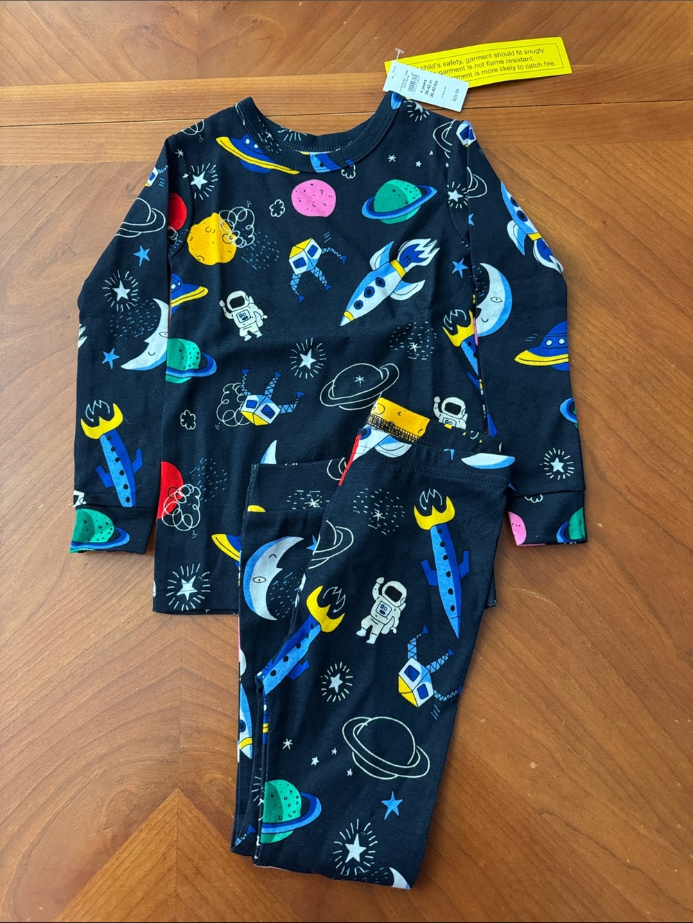 GAP Black Kids Space Pajama Set with Multicolor Rockets & Planets